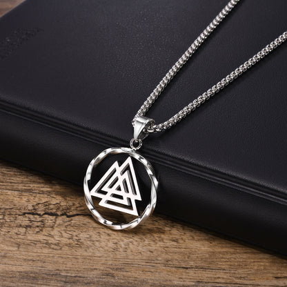 Wholesale Simple Style Triangle Solid Color Stainless Steel Plating Hollow Out 18k Gold Plated Pendant Necklace