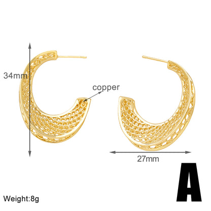 1 Pair Simple Style Solid Color Plating Copper 18k Gold Plated Hoop Earrings