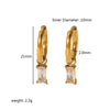 1 Pair Simple Style Water Droplets Rectangle Polishing Plating Inlay Stainless Steel Zircon 18k Gold Plated Drop Earrings