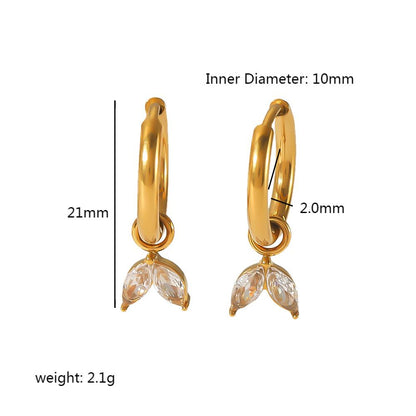 1 Pair Simple Style Water Droplets Rectangle Polishing Plating Inlay Stainless Steel Zircon 18k Gold Plated Drop Earrings