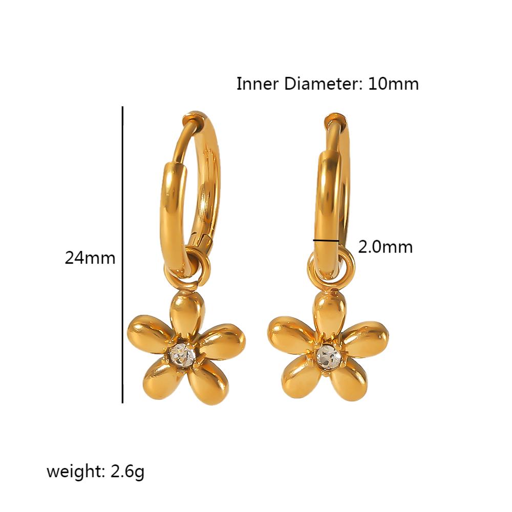 1 Pair Simple Style Water Droplets Rectangle Polishing Plating Inlay Stainless Steel Zircon 18k Gold Plated Drop Earrings