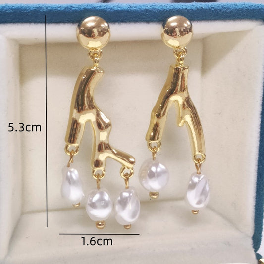 1 Pair Classical Retro Irregular Metal Gold Plated Drop Earrings