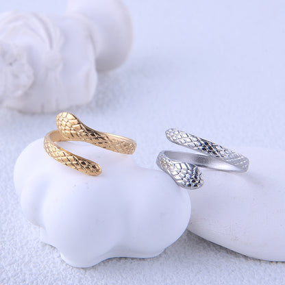 Ig Style Cool Style Snake Stainless Steel Plating 18k Gold Plated Open Rings