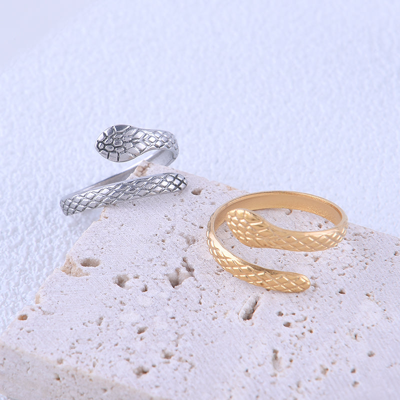 Ig Style Cool Style Snake Stainless Steel Plating 18k Gold Plated Open Rings