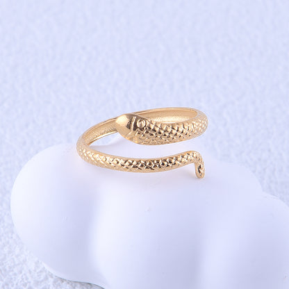 Casual Hip-hop Modern Style Snake Stainless Steel Plating 18k Gold Plated Open Rings