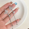 1 Pair Simple Style Butterfly Plating Inlay Alloy Rhinestones Silver Plated Drop Earrings