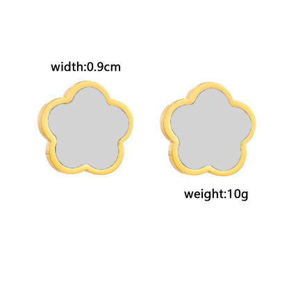 1 Pair Simple Style Flower Plating Inlay Stainless Steel Titanium Steel Shell Gold Plated Silver Plated Ear Studs