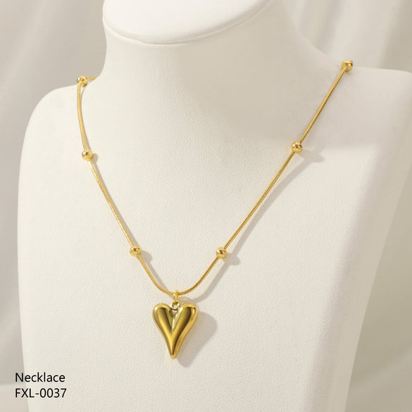 Wholesale Romantic Heart Shape Stainless Steel Plating Gold Plated Pendant Necklace