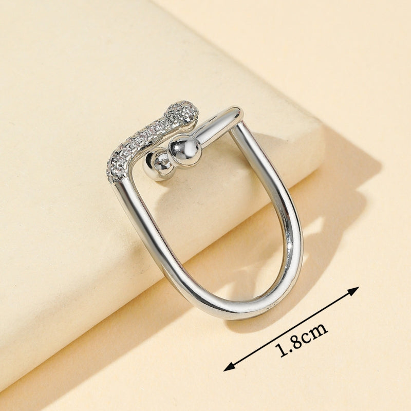 Simple Style Solid Color Copper Plating Inlay Zircon Gold Plated Open Rings