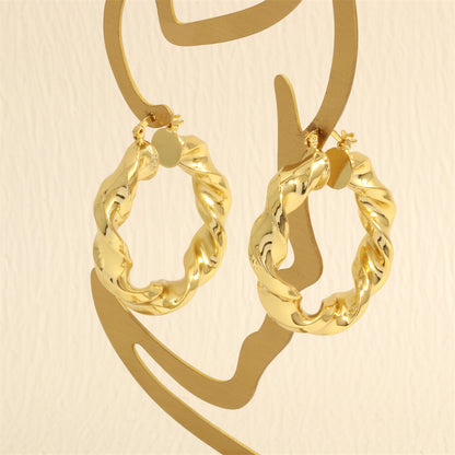 1 Pair Retro Simple Style Twist Plating Copper 18k Gold Plated Hoop Earrings