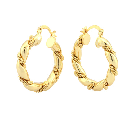 1 Pair Retro Simple Style Twist Plating Copper 18k Gold Plated Hoop Earrings