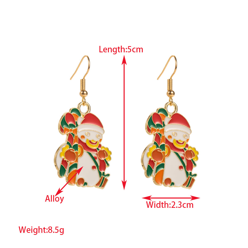 1 Pair Elegant Glam Christmas Christmas Tree Santa Claus Snowman Enamel Alloy Gold Plated Drop Earrings