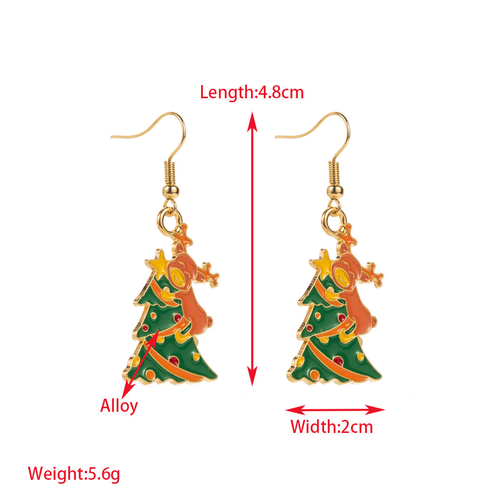 1 Pair Elegant Glam Christmas Christmas Tree Santa Claus Snowman Enamel Alloy Gold Plated Drop Earrings