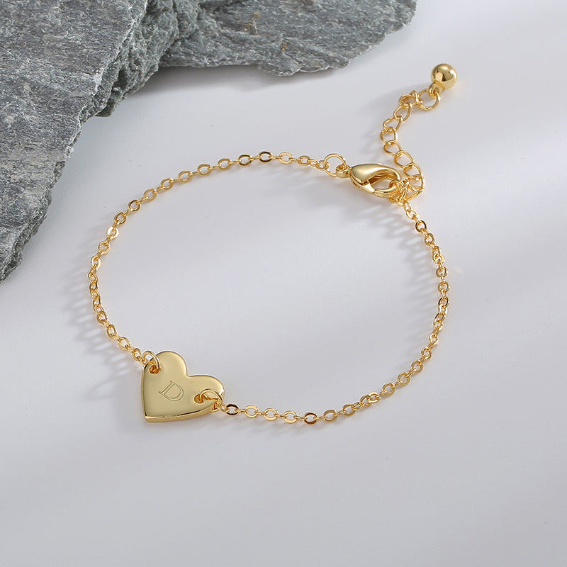 Basic Heart Shape Copper Plating 18k Gold Plated Bracelets