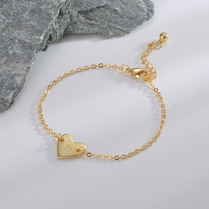 Basic Heart Shape Copper Plating 18k Gold Plated Bracelets