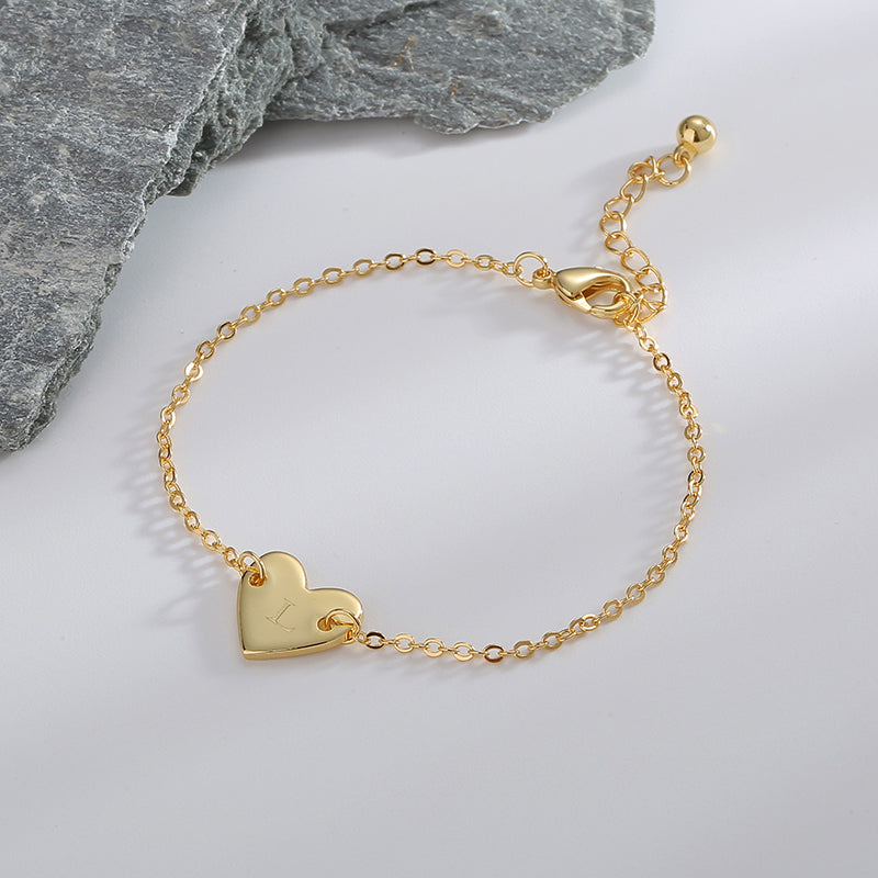 Basic Heart Shape Copper Plating 18k Gold Plated Bracelets