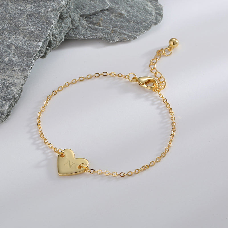 Basic Heart Shape Copper Plating 18k Gold Plated Bracelets