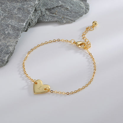 Basic Heart Shape Copper Plating 18k Gold Plated Bracelets