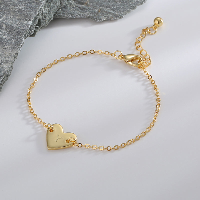 Basic Heart Shape Copper Plating 18k Gold Plated Bracelets