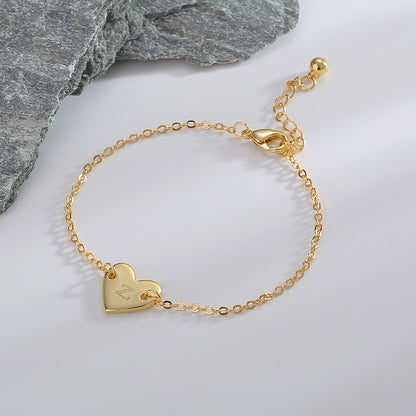 Basic Heart Shape Copper Plating 18k Gold Plated Bracelets