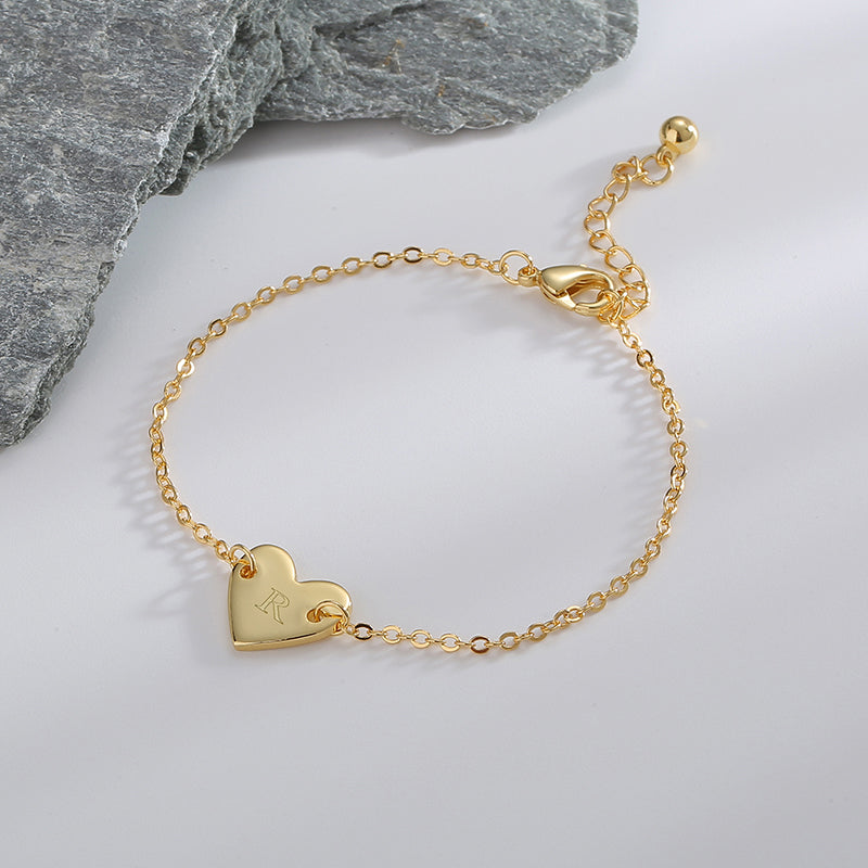 Basic Heart Shape Copper Plating 18k Gold Plated Bracelets