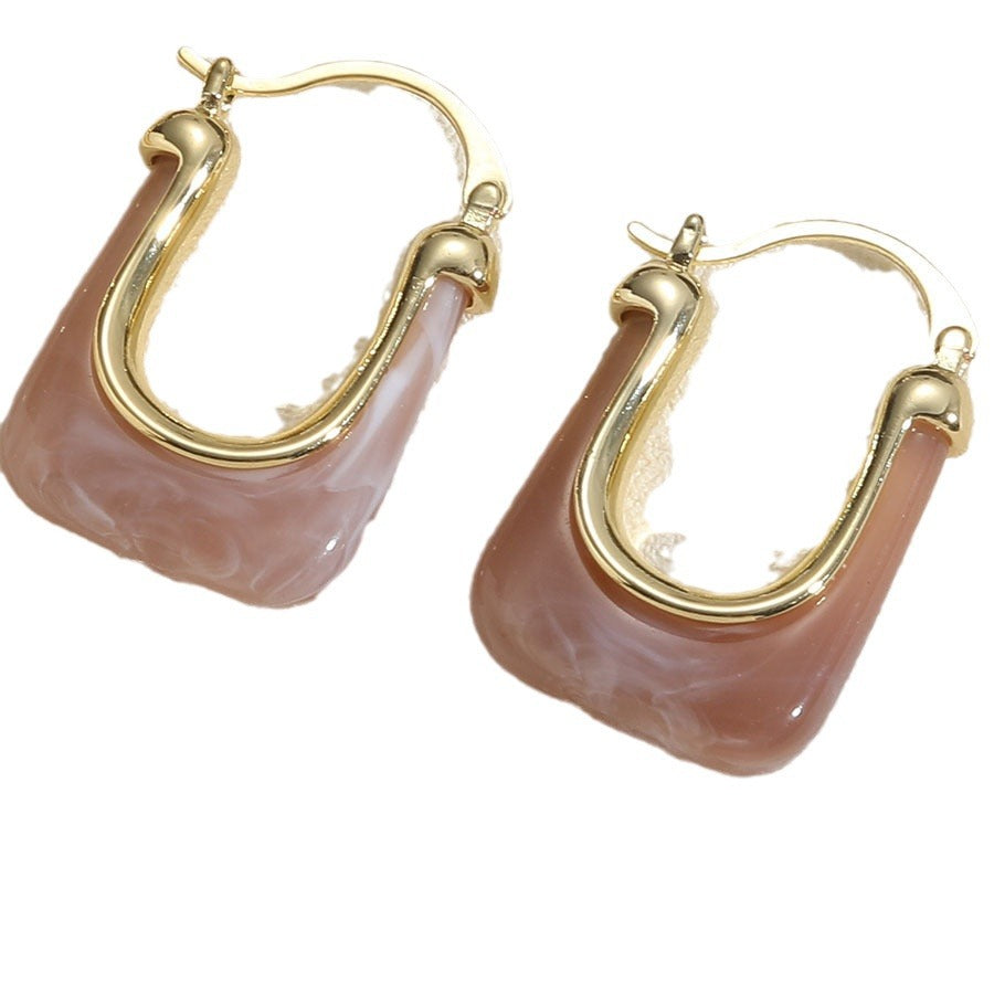 1 Pair Classic Style Color Block Copper Resin 14k Gold Plated Earrings