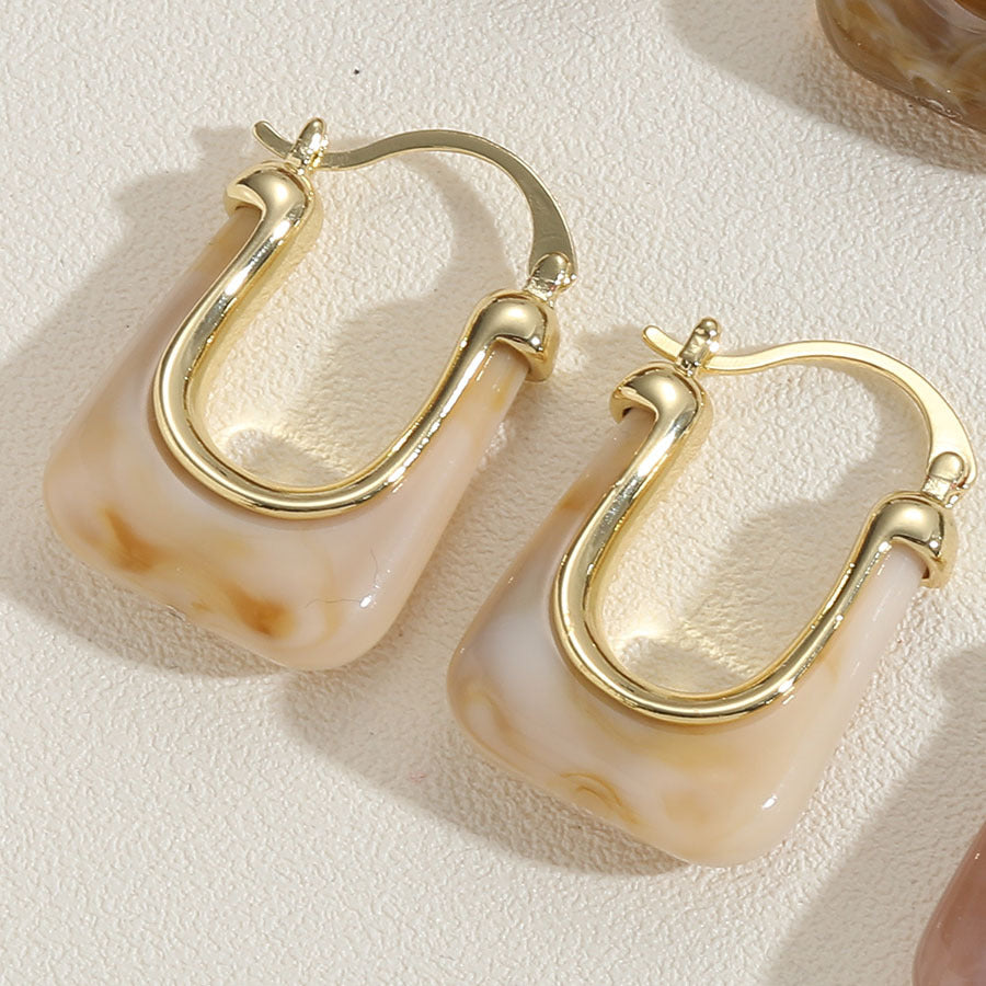 1 Pair Classic Style Color Block Copper Resin 14k Gold Plated Earrings