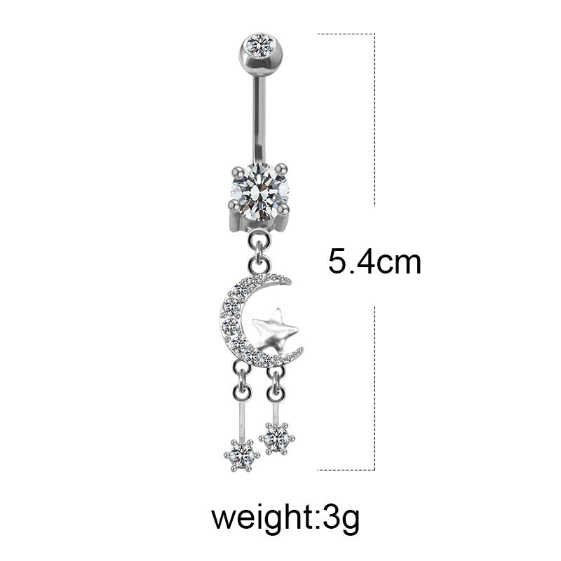 Elegant Luxurious Shiny Moon Butterfly Stainless Steel Alloy Plating Inlay Rhinestones Zircon Rose Gold Plated White Gold Plated Gold Plated Belly Ring