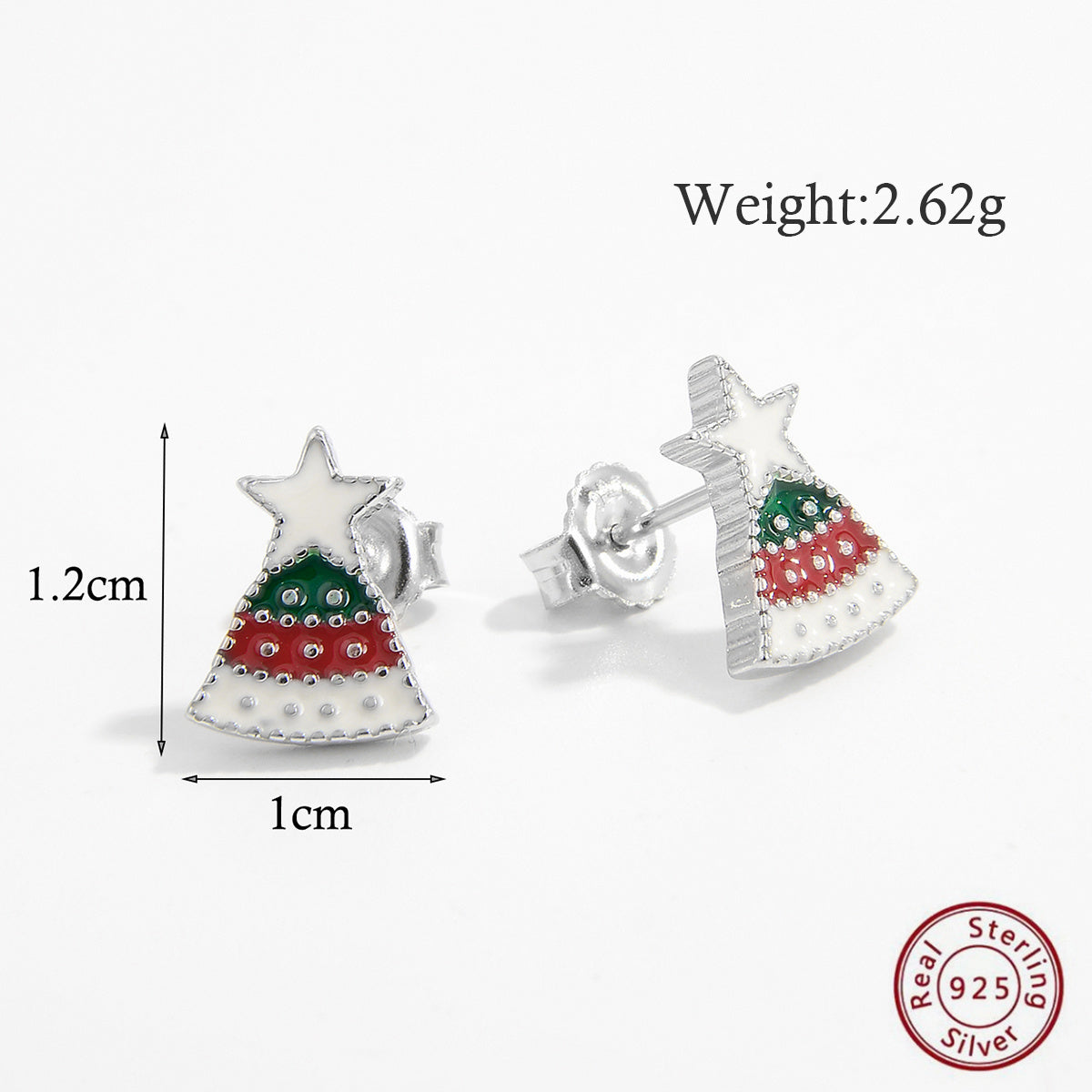 1 Pair Cute Christmas Basic Christmas Tree Plating Inlay Sterling Silver Zircon White Gold Plated Rhodium Plated Ear Studs