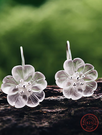 1 Pair Elegant Pastoral Flower Plating Sterling Silver Ear Studs