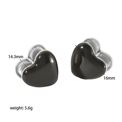 1 Pair Retro Heart Shape Plating Stainless Steel 18k Gold Plated Ear Studs