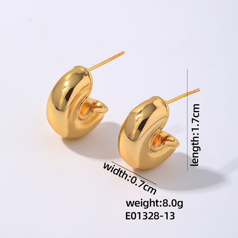 1 Pair Simple Style Classic Style Solid Color Polishing Plating Copper Gold Plated Silver Plated Ear Studs