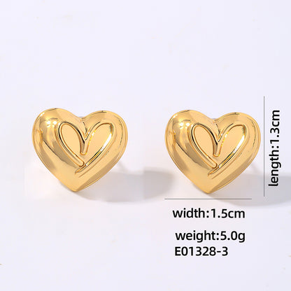 1 Pair Simple Style Classic Style Heart Shape Polishing Plating Copper Gold Plated Silver Plated Ear Studs