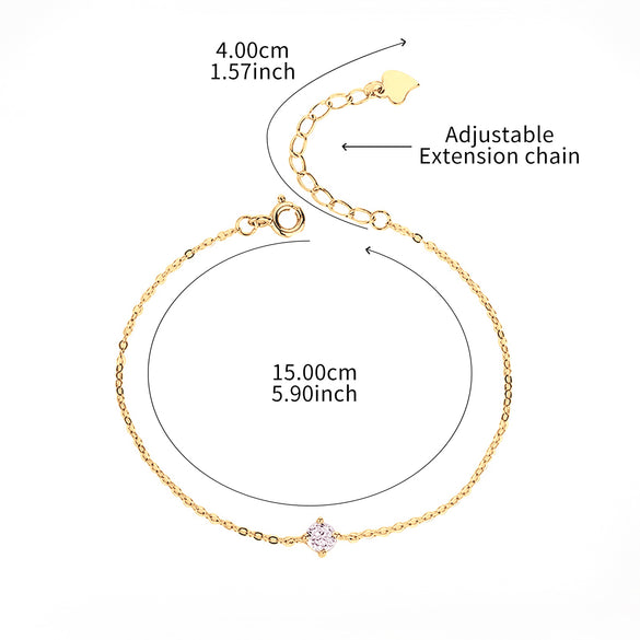 Casual Round Solid Color Sterling Silver Plating Inlay Zircon Silver Plated Bracelets