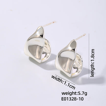 1 Pair Retro Simple Style Geometric Heart Shape Plating Copper Ear Studs