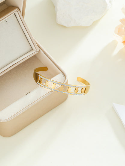 Simple Style Classic Style Palm Stainless Steel Plating Inlay Zircon 18k Gold Plated Bangle