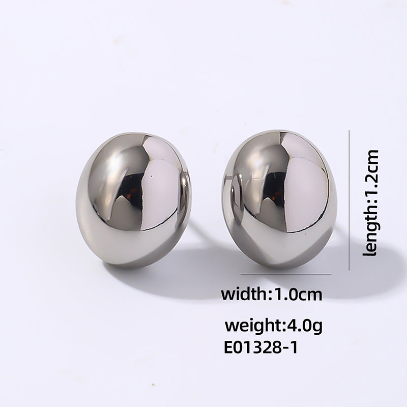 1 Pair Simple Style Classic Style Round Polishing Plating Copper Gold Plated Silver Plated Ear Studs