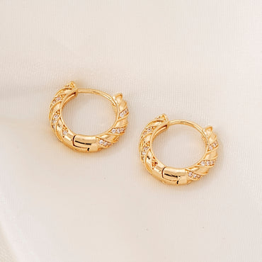 1 Pair Simple Style Classic Style Solid Color Plating Inlay Copper Zircon Gold Plated Earrings