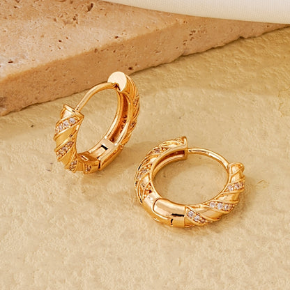 1 Pair Simple Style Classic Style Solid Color Plating Inlay Copper Zircon Gold Plated Earrings