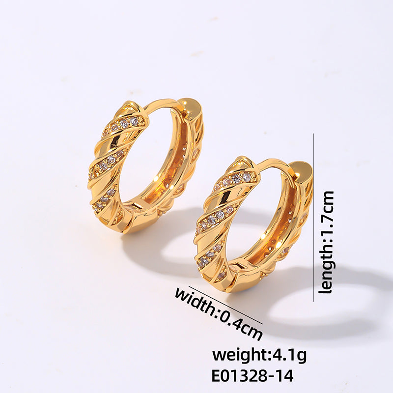 1 Pair Simple Style Classic Style Solid Color Plating Inlay Copper Zircon Gold Plated Earrings