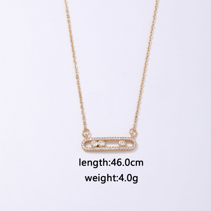 Simple Style Classic Style Geometric Solid Color Stainless Steel Copper Plating Inlay Zircon Pendant Necklace