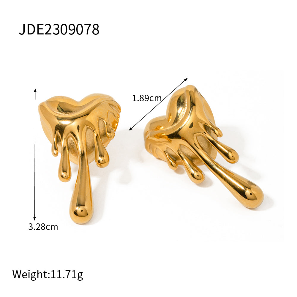 1 Pair Ig Style Vintage Style Heart Shape Plating Stainless Steel 18k Gold Plated Ear Studs