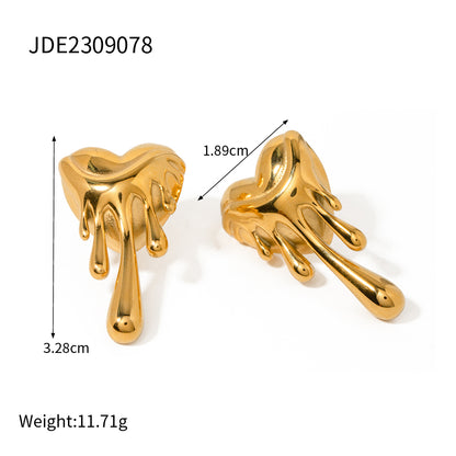 1 Pair Ig Style Vintage Style Heart Shape Plating Stainless Steel 18k Gold Plated Ear Studs