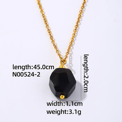 Wholesale Simple Style Geometric Rhombus Stainless Steel Natural Stone Plating Chain Pendant Necklace