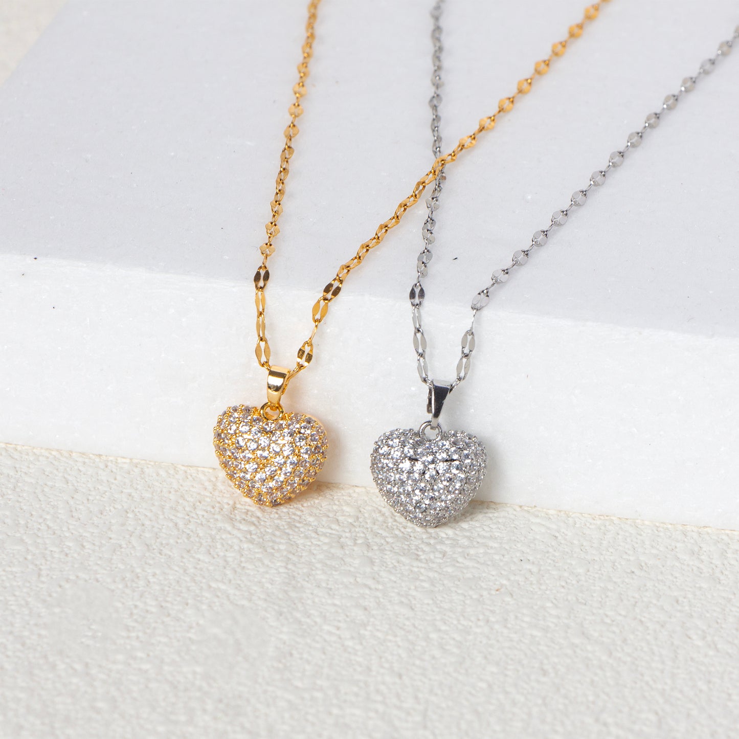 Simple Style Heart Shape Stainless Steel Plating Inlay Zircon 18k Gold Plated Pendant Necklace