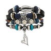 Casual Heart Shape Pu Leather Alloy Wooden Beads Beaded Knitting Men's Drawstring Bracelets
