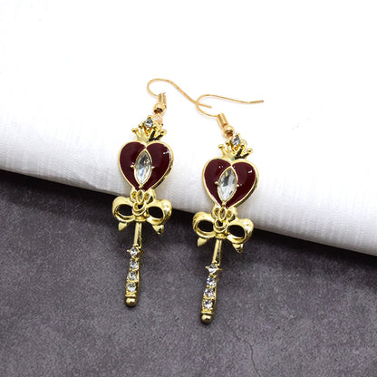 1 Pair Cute Simple Style Heart Shape Inlay Alloy Zircon Drop Earrings