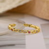 Simple Style Leaves Copper Plating Inlay Zircon 18k Gold Plated Open Rings