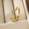 Simple Style Leaves Copper Plating Inlay Zircon 18k Gold Plated Open Rings