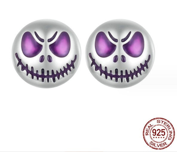 1 Pair Funny Skull Plating Sterling Silver Earrings